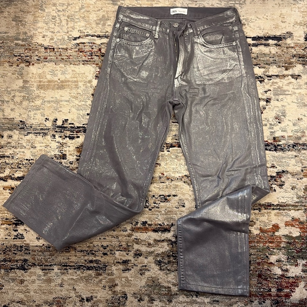 Zara Silver Metallic Jeans